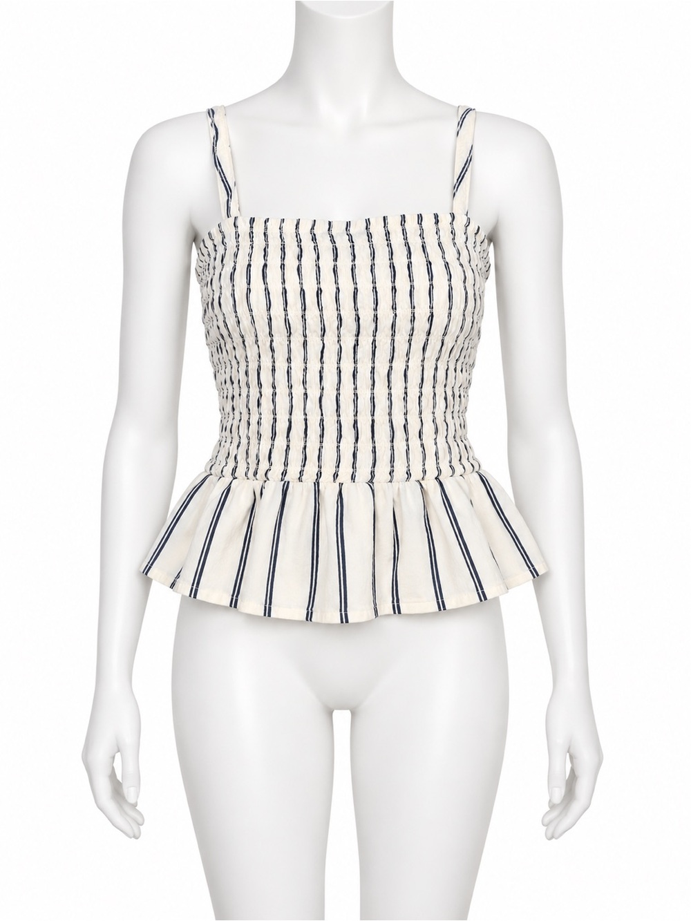 old navy Striped Smocked Peplum Cami Top - White with Stripes size medium